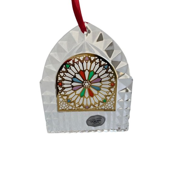 Gorham Crystal Stained Glass Ornament Great Rose Window - Picture 4 of 6